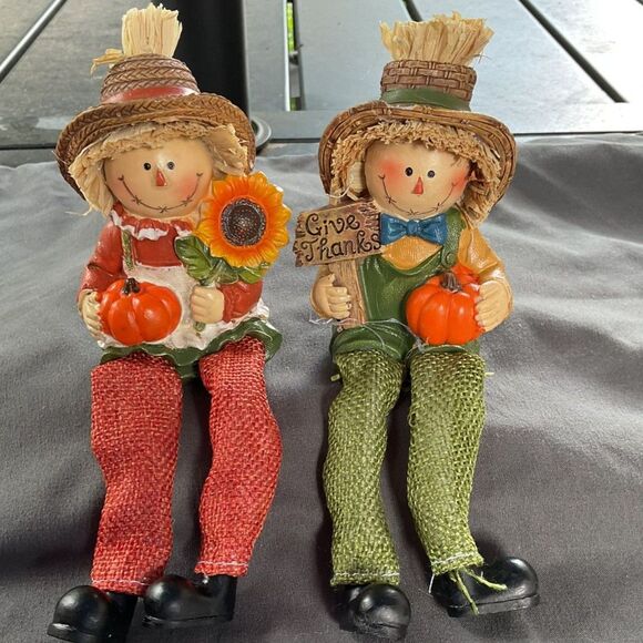 Whimsical Scarecrow Shelf Sitters Fall Harvest Decor - Picture 1 of 8